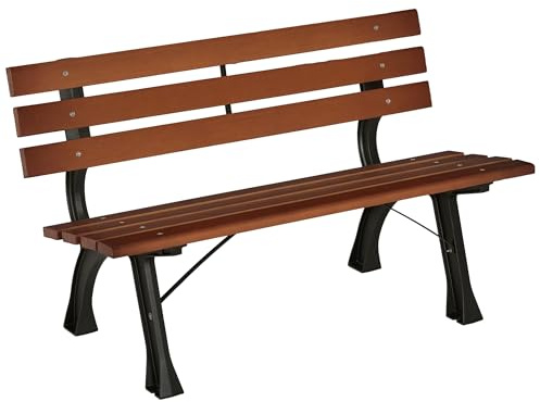 Outsunny Panchina da Giardino da 2 Posti, Panchina da Esterno a Doghe in Ghisa e Legno di Abete, Panca per Terrazza e Cortile, 120x57x70 cm, Caffè
