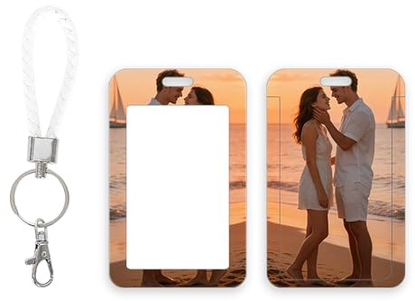 Porta Tarjetas Personalizadas con Foto y Nombre, Porta Tarjetas Identificativas de Plástico, Portatarjetas Identificación con Cordón Desmontable, Card Holder para Oficina Escuela Enfermeras