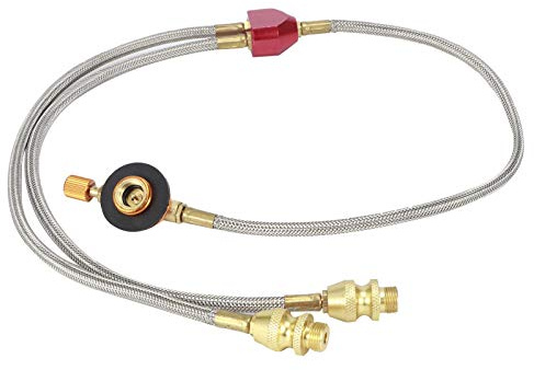Mtlavishness Adaptador de Estufa de Gas con Manguera Adaptador de Recarga de Gas para Tanques Planos Adaptador de Manguera de Tanque de Gas portátil con Conexión Roscada G1/8 DN6