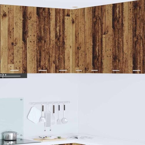 Keeushr Armadio pensile in legno dal design moderno e pratico spazio per utensili da cucina, 1 pezzo, legno antico e bianco, 57 x 57 x 80 cm, in legno