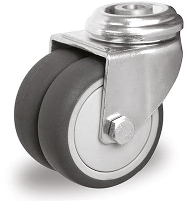 der ROLLENDE SHOP - Lenkrolle mit Rückenloch - 50 mm Durchmesser - Doppelrolle - Serie P2T2