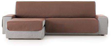 Textilhome Chaiselonguebezug Adele Links 200 cm Gesteppt Braun | Reversibler, gesteppter Chaiselongue-Schutz. Schützt vor Flecken, Tierhaaren, Staub und Abnutzung. Waschbar.