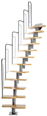 DOLLE Raumspartreppe mit 12 Stufen Höhe 240,5-292 cm Multiplex mit Buche-Deckfurnier Gerade bis ¼-gewendelt inkl. Geländer