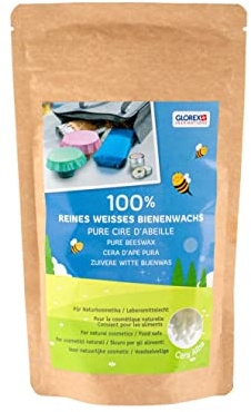 GLOREX 6 8600 200 - 100 % reines, weißes Premium Bienenwachs in Pastillen-Form, 200 g Beutel, lebensmittelecht, ohne Zusatzstoffe, ideal für Kosmetik, Kerzen, Wachstücher