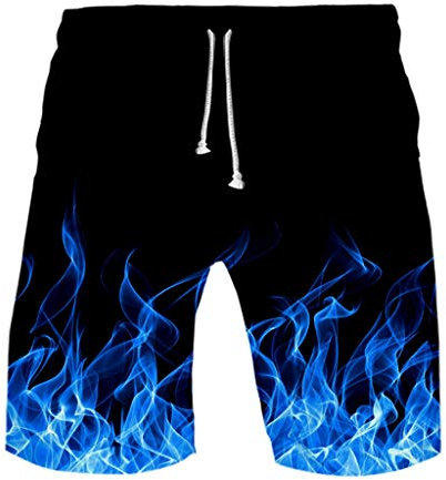 Herren Badehose Flamme 3D Print Hawaii Bermuda Surf Board Strand Badeshorts Sportshorts Sommer Shorts Schnelltrocknend Schwimmhose für Jungen Männer Kurz Hose Große Größe Boardshorts Trainingshose