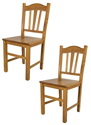 t m c s Tommychairs - 2er Set Stühle Silvana für Küche und Esszimmer, Robuste Struktur aus Buchenholz, in der Farbe Eichenholz lackiert und Sitzfläche aus Holz