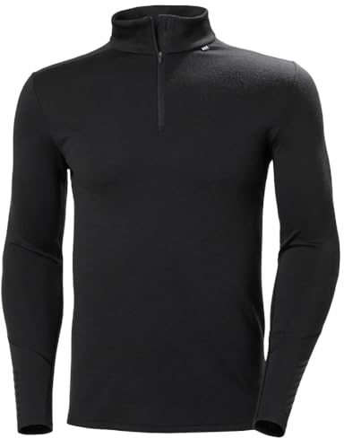 Helly Hansen Hombres Lifa Merino Midweight 1/2 Zip, Negro, S