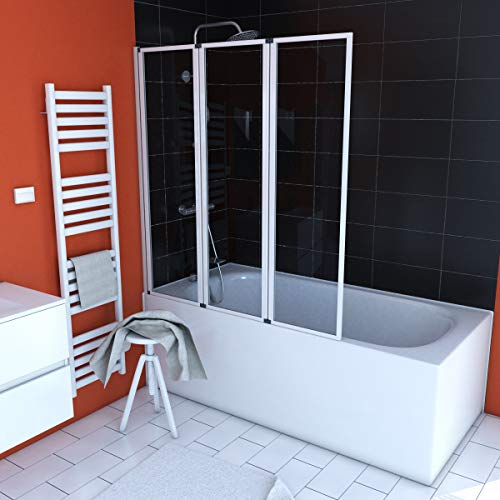 MARWELL Premium White Divisorio per Vasca da Bagno, Bianco, 3-teilig, 125 x 143 cm