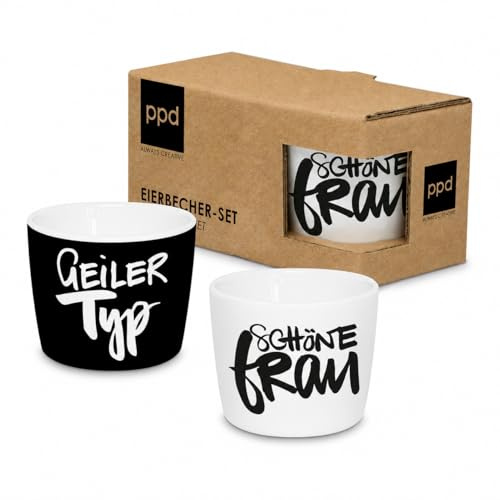ReWu Eierbecher 2er-Set, im Geschenkkarton Geiler Typ und Schöne Frau