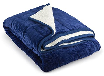 Emma Barclay Weighted Sherpa Blanket in Navy - 60x80 (150x203cm)