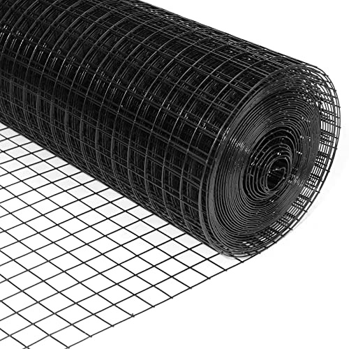 24'' x 100' 1/2inch Hardware Cloth 16 Gauge Black Vinyl Coated Welded Fence Mesh for Home and Garden Fence and Home Improvement Project