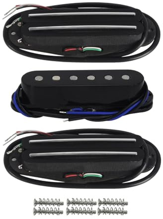 FLEOR Keramik-Hot-Rail-Humbucker-Tonabnehmer in Single-Coil-Größe und Single-Coil-Tonabnehmer-Set für E-Gitarre im ST -Stil, Schwarz