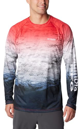 Columbia Herren Super Terminal Tackle Langarm-Shirt Wander, Red Spark Deepsea Fade, Mittel