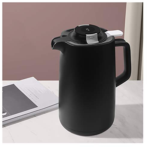 Portable Thermos Coffee Carafe,1.5L Thermal Carafe Jugs With Glass Liner,Double Wall Vacuum Insulated Pitcher,Vacuum Thermos With Temperature Display Lid (Color : Black, Size : 1.5L)