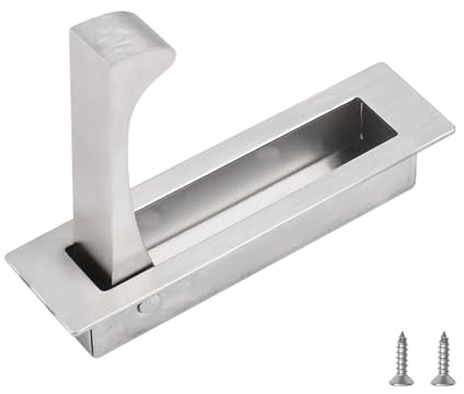 UFURMATE Flush Mount Door Pull 1 Pack 304 Stainless Steel Recessed Door Handle Hardware Brushed Pocket Hidden Edge Pull for Closet Pocket (Silver)
