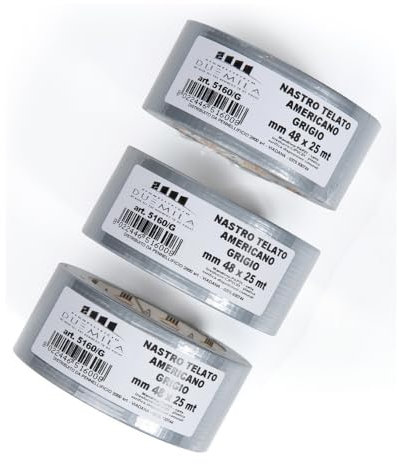 PENNELLIFICIO 2000 | Set da 3 Nastri Telati Americano, Extra Resistente, Colore Grigio, Misura 48 mm x 25 metri - Made in Italy