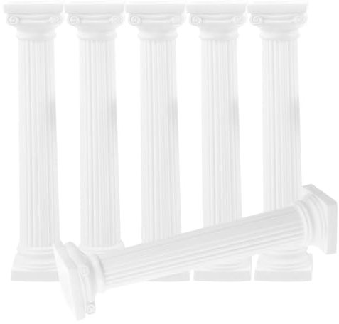 Amosfun 6pcs Roman Column Model Centerpiece Column Planter Pot Roman Pillar Photo Props Pillar Statue as as De 14 Pulgadas Plastic White