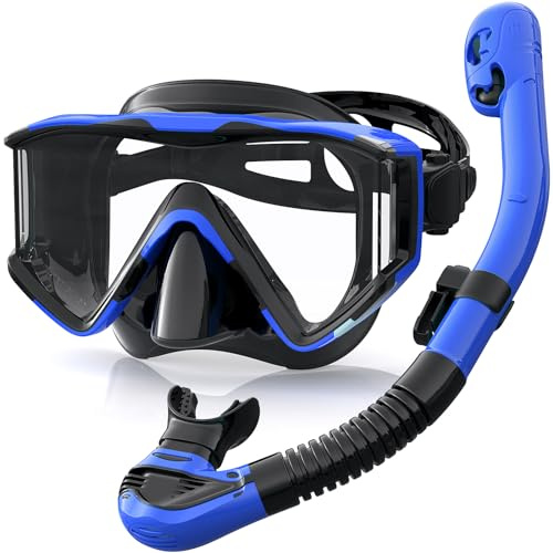 Zeligerstar Schnorchelset Erwachsene, Taucherbrille mit Schnorchel, 3-Fenster-Schnorchelmaske Anti-Fog Anti-Leck, Professional Adult Snorkeling Set für Schnorcheln, Schwimmen und Tauchen