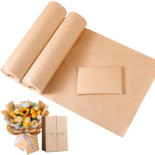 WUFANC Carta Kraft Imballaggio (2 Rotoli, 30cm x 30m) Marrone, Spessore 0,11 mm, Resistente e Facile da Piegare, Per Artigianato e Dipinti