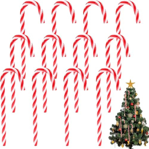 12 Piezas Adornos Navideños Acrílicos, Navideños Candy Cane Colgantes Adornos Decoración, Decoraciones para árbol de Navidad Bastones de Caramelo, para Árboles de Navidad Decoración (9cm)