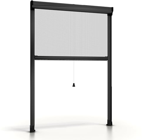 ESTO Moustiquaire en Rouleau pour Fenêtre Découpable en Hauteur et Largeur - Cadre en Aluminium, Plusieurs Tailles et Couleurs, Filet Anti-Insectes pour Fenêtres Coulissantes et à Battant (Anthracite