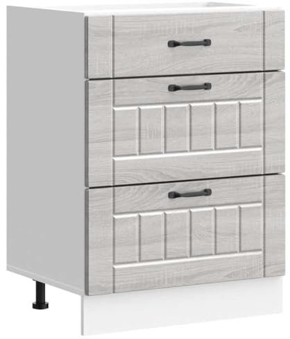 vidaXL Kitchen Base Cabinet - Grey Sonoma Engineered Wood 60x46x81.5 cm - Storage Solution with Adjustable Feet - Modern Design for Kitchens