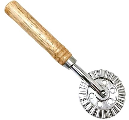 YNPQTDS Rotella per tagliare la pasta, rotella per pizza - Tagliapasta con bordo scanalato e manico in legno,Utensile per piegare i ravioli della taglierina del rullo della pasta della cucina