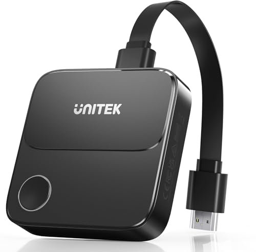 Unitek Adaptador HDMI Inalámbrico - Receptor 4K Miracast/AirPlay Dual Band (2.4G/5G), Transmisor Pantalla Espejo para TV, Monitor, Proyector. Compatible con Mac, iOS, Android, Windows, Smart TV
