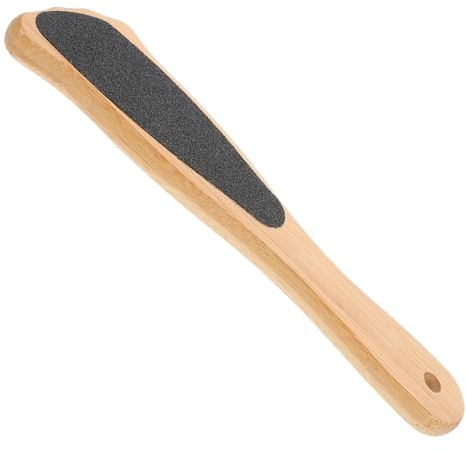 Lima de Pie de Doble Cara con Mango de Madera y Papel de Lija | Elimina Piel Muerta, Uso en Casa y Salones de Belleza, Diseño Ergonómico Minimalista