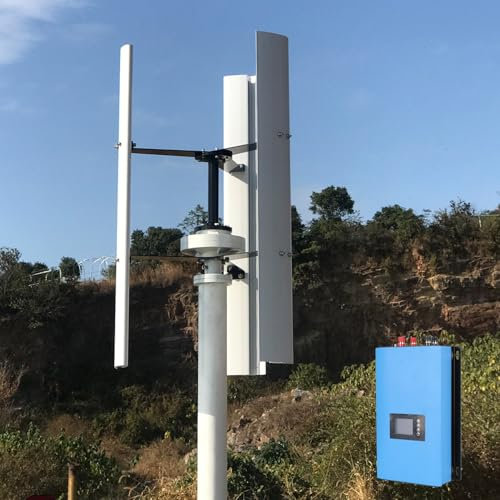 Aerogenerador Vertical de 1000W con 3 Aspas, 12V/24V/48V – Turbina Eólica de Alta Eficiencia con Inversor Conectado a Red y WIFI (Wechselrichter, 24V)