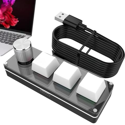Genérico Macro Control Keypad, Programmable Knob Board, Silent Mechanical Keys, 3.94x0.79x1.18 Inches Compact Shortcut Device, Ideal for, Office Work, Study, Computer Desk