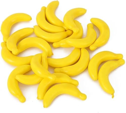 20Pcs Yellow Mini Fake Banana Fruit,Foam Vegetables Fruit as Home Party Ornament Craft Photography Props Gift,Fruit Props for Photography Blenders and Sponges Artificial Plants and Flowers 3-6cm