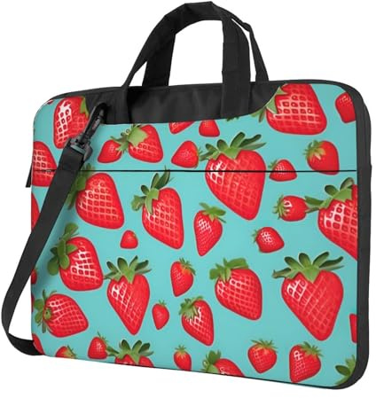 Sac à bandoulière pour ordinateur portable de 13 à 15,6 avec imprimé fraise, noir, 13 inch