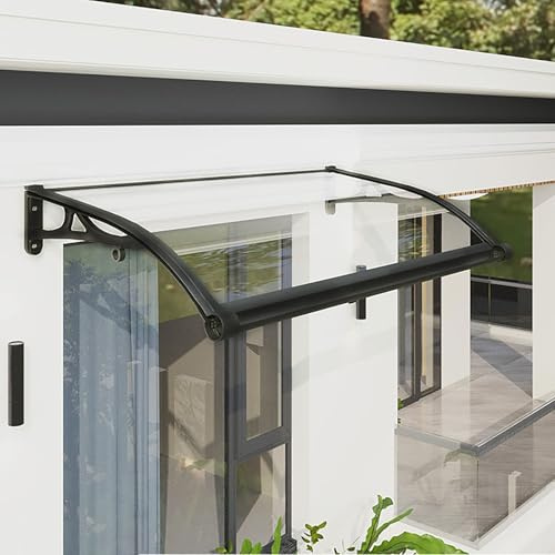 Marquesina Para Puerta De Entrada,Cubierta De Policarbonato Transparente,Toldo De Entrada De Porche De Policarbonato,Tejadillo De Protección Contra La Nieve Contra La Lluvia UV(W60*100cm/23.6*39.4in)