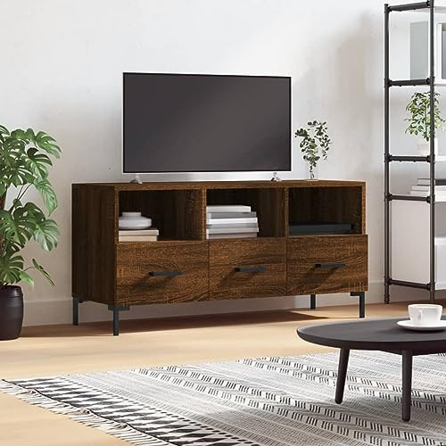 KTHLBRH TV-Schrank Braun Eichen-Optik HiFi Rack Sideboard hängend kommode Fernsehtisch 102x36x50 cm Holzwerkstoff