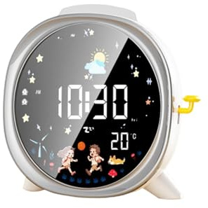 Pocoiau LCD Digital Alarm Clock con Luce Notturna Funzione Risveglio Intelligente Display A Doppio Allarme per Bambini per Bambini Anziani Moderni Orologio