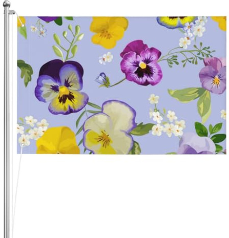 flores de pensamiento,Bandera decorativa para jardín, de doble cara, de 2 x 3 pies, para exteriores e interiores.