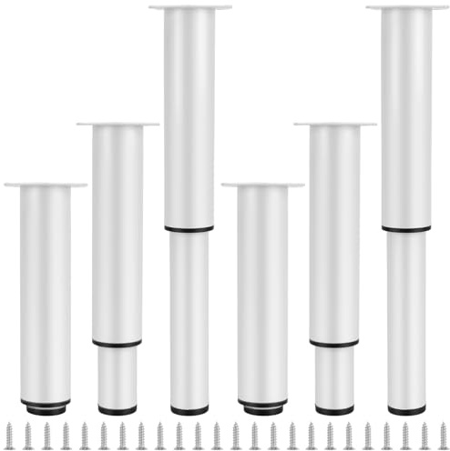 HEIYUET 6 Stück 180mm Weiß Möbelfüße verstellbar, Möbelbeine Höhenverstellbar 180-300 mm, Bettfüße Schrankfüße Höhenverstellbare Füße für Bett Fernsehschrank Sofa Möbel