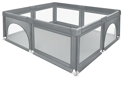 XUANYU Kleiner Laufstall für Babys, modulierbar, 120 x 120 x 66 cm, kleiner Laufstall für Kinder, Spielstall für Babys mit Barriere, Laufgitter aus Oxford-Stoff, 50 Bälle und 8 rutschfeste Saugnäpfe