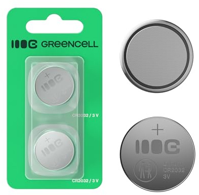 Greencell CR2032 Lot de 2 Piles Bouton au Lithium 3 V 220 mAh – Longue durée de Vie, fiabilité et sécurité – Idéal pour Les Montres, Les télécommandes et l'électronique