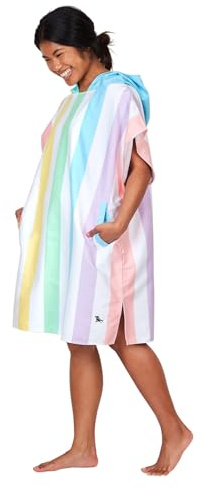 Dock & Bay Adult Beach Poncho - Hooded Towel with Deep Pockets - for Beach & Pool - Super Absorbent, Quick Dry - Unicorn Waves, Medium (90x70cm, 35x28)