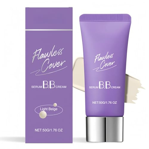 BB Cream Foundation,Color Correcting Cream with Healthy Glow Effect,Full Coverage Liquid Foundation for Mature Skin,Tinted Moisturiser for All Skin Types,Concealer & Tinted Moisturiser(Light)