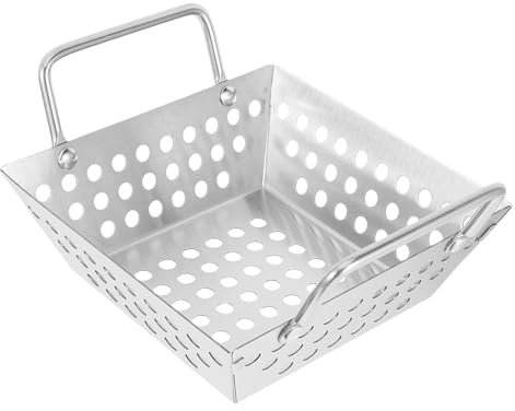 NOLITOY Panier à Griller en Acier Inoxydable 16 Cm Carré Multifonction pour Barbecue Extérieur Panier à Légumes et Viande Égouttage pour Cuisson et Stockage en Plein Air