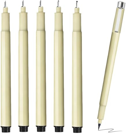 6 Stück SFineliner schwarz Fineliner Set schwarz, Wasserfeste Schwarze Tinte, Perfekt für Schreiben, Zeichnen, Bullet Journaling, Handlettering, 0,2 mm bis 0,5 mm, für Künstler, Designer und Bastler
