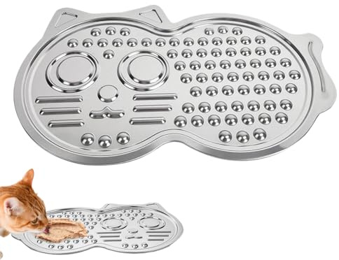 Almohadilla para lamer perros – Alfombrilla antideslizante de acero inoxidable con forma de gato, almohadillas para lamer perros – para comer agua, alimentos, golosinas, caja de entrenamiento, perrera