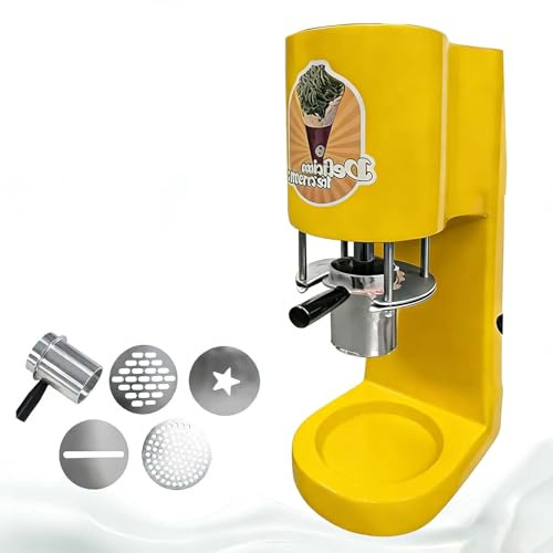 Máquina Comercial Para Hacer Fideos De Helado, Prensa Para Helado Tipo Espagueti De Formas Múltiples, 4 Moldes Intercambiables, Rendimiento De 28-30 L/H, Funcionamiento Con Un Solo Toque(Yellow)