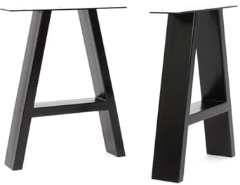 The Hairpin Leg Co. A-Frame Metal Bench Legs, 40 x 32cm, Black | Bench; powder coat; 75x25mm box section steel; TIG welded; 2 legs; screws, floor protectors & build guide; indoor only