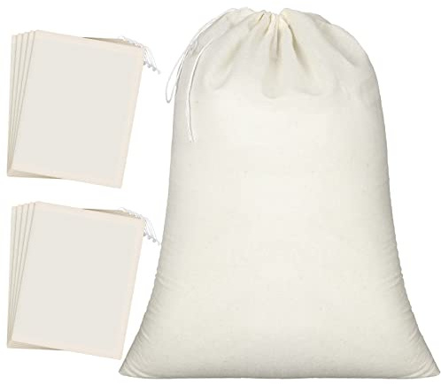 Pangda 20 Pcs Muslin Bags 8x10 Inches, Cloth Bags with Cotton Drawstring Fabric Gift Storage Pouches Bulk Sachet for Teas, Soaps, Candy, Jewelry, Wedding Party Favors DIY Craft and Home Decor