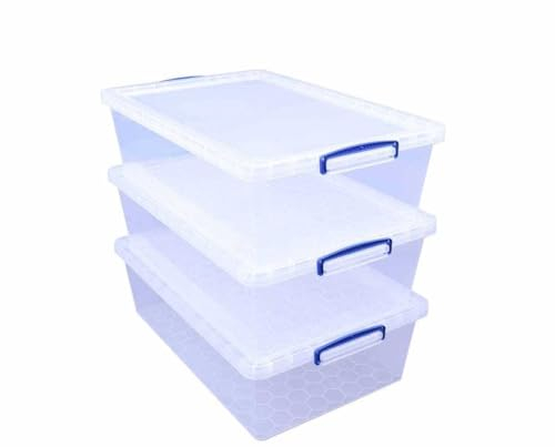 Really Useful Box Nestable Plastic Storage 43 Litre Clear (Pack of 3)