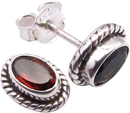 SilverStarJewel Granat Ohrringe 1 cm Frauen Großhandel Schmuck Sterling Silber